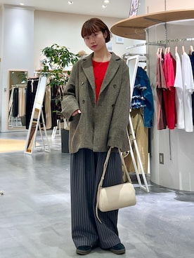 「アイテム（スラックス、グレー系）」を使った、kimura_no_fukuさん（レディース・155cm）の秋コーディネート