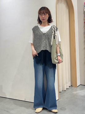 「CIAOPANIC TYPY（チャオパニックティピー）の【ひんやり】アソートフォトプリントTee（Tシャツ/カットソー、ホワイト系）」を使った、kimura_no_fukuさん（レディース・155cm）の夏コーディネート
