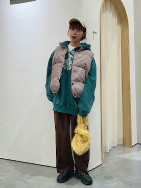 「CIAOPANIC TYPY（チャオパニックティピー）のカラビナ付きボアマルシェBAG（トートバッグ）」を使った、kimura_no_fukuさん（レディース・155cm）の秋コーディネート