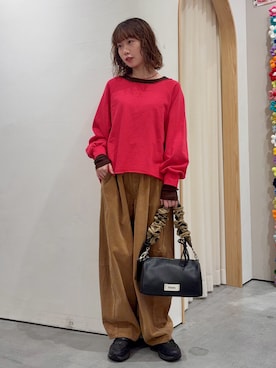 「アイテム（その他パンツ、イエロー系）」を使った、kimura_no_fukuさん（レディース・155cm）の秋コーディネート