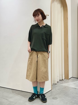 「CIAOPANIC TYPY（チャオパニックティピー）の【UNISEX】バックチェックポケットハーフパンツ（その他パンツ）」を使った、kimura_no_fukuさん（レディース・155cm）の秋コーディネート