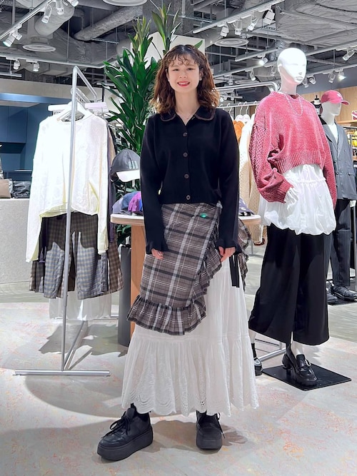 ネイビー ラップスカート フリル付き ネイビー ラップスカート フリル付き w closet スカート フリル