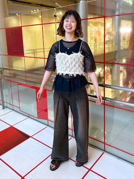 「RAGEBLUE（レイジブルー）のアイテム（キャミソール）」を使った、理咲さん（レディース・163cm）の夏コーディネート