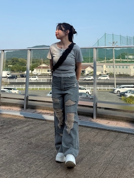 「ダメージジーンズ」｜sakuraさん（レディース・156cm）の夏コーディネート