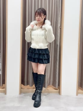 「ガーリーコーデ」｜「アイテム（ブーツ）」を使った、Kanaさん（レディース・154cm）の冬コーディネート
