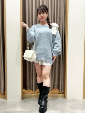 「アイテム（チュニック）」を使った、Kanaさん（レディース・154cm）の冬コーディネート