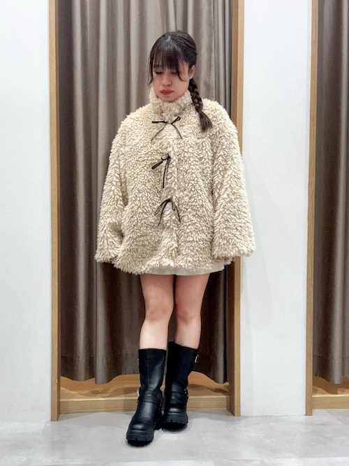 リボン付スタンドボアブルゾン