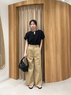 「CAPRICIEUX LE'MAGE（カプリシューレマージュ）のバルーンリボンブラウス（シャツ/ブラウス、ブラック系）」を使った、riho_lemageさん（レディース・155cm）の夏コーディネート