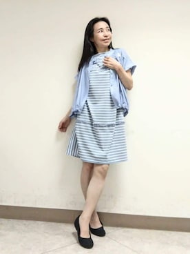 「アイテム（ワンピース、ブルー系）」を使った、BIKI JAPAN スタッフコーデさん（レディース・153cm）の秋コーディネート