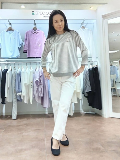 オンラインストア・店舗限定商品】冷感ボーダー七分袖Tシャツ
