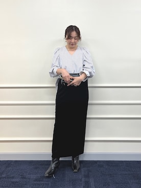 「ベロアスカート」｜「アイテム（ブーツ）」を使った、nol futamiさん（レディース・157cm）の秋コーディネート