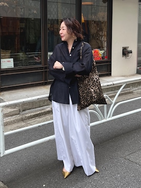 「grace grace （グラスグラス）の【grace grace/グラスグラス】レオパードトリアンゴロバッグ（エコバッグ/サブバッグ、その他）」を使った、nol futamiさん（レディース・157cm）の冬コーディネート