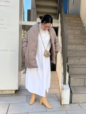 「NOLLEY'S」｜「アイテム（シャツワンピース）」を使った、nol futamiさん（レディース・157cm）の冬コーディネート