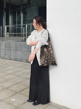 「grace grace （グラスグラス）の【grace grace/グラスグラス】レオパードトリアンゴロバッグ（エコバッグ/サブバッグ、その他）」を使った、nol futamiさん（レディース・157cm）の冬コーディネート