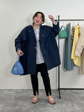 「ネイビーコーデ」｜「アイテム（その他アウター）」を使った、nol futamiさん（レディース・157cm）の冬コーディネート