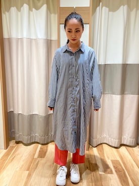 「Samansa Mos2 blue（サマンサモスモスブルー）のアイテム（シャツワンピース）」を使った、𝘫𝘶𝘯𝘢🐾さん（レディース・156cm）の春コーディネート