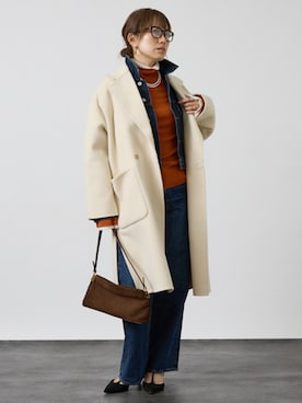 「アイテム（チェスターコート）」を使った、maimai DWLさん（レディース・158cm）の秋コーディネート