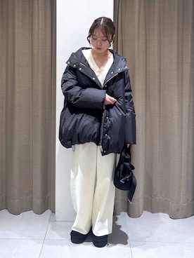 「BARNYARDSTORM（バンヤードストーム）のBARNYARDSTORM / ウォームツイルストレッチワイドパンツ / ハンドウォッシャブル【吸湿発熱】（その他パンツ）」を使った、こまっちゃんさん（レディース・155cm）の秋コーディネート