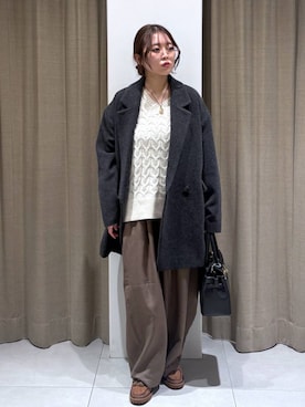 「アイテム（ピーコート、グレー系）」を使った、こまっちゃんさん（レディース・155cm）の秋コーディネート