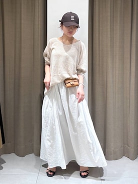 「BARNYARDSTORM（バンヤードストーム）の【『BABALOG』YouTubeご紹介アイテム】BARNYARDSTORM / 綿シルクベアテレコタンク（タンクトップ、ベージュ系）」を使った、こまっちゃんさん（レディース・155cm）の春コーディネート