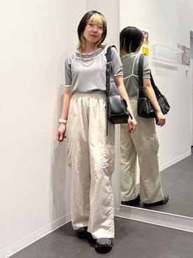 「LAKOLE（ラコレ）のメタルロングネックレス / 601918（ネックレス、その他）」を使った、ごつさん（レディース・157cm）の春コーディネート