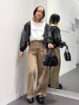 「LAKOLE（ラコレ）のがま口風ミニ2WAYショルダーバッグ / 597954（ショルダーバッグ、ブラック系）」を使った、ごつさん（レディース・157cm）の春コーディネート