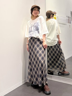 「LAKOLE（ラコレ）のアイテム（キャップ）」を使った、ごつさん（レディース・157cm）の夏コーディネート