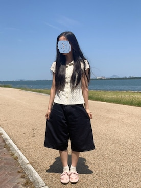 「GU（ジーユー）のアイテム（スニーカー）」を使った、yuuu0327さん（レディース・158cm）の夏コーディネート