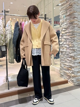 「アイテム（その他アウター、イエロー系）」を使った、takahashiさん（レディース・161cm）の秋コーディネート