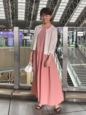 「アイテム（ワンピース、ピンク系）」を使った、takahashiさん（レディース・161cm）の春コーディネート