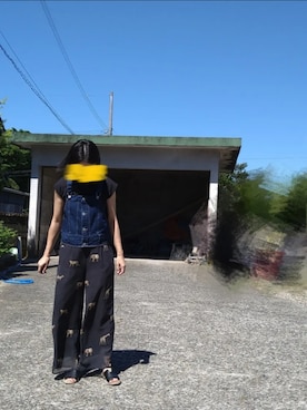 「DOLLUPOOPS（ドールアップウップス）のアイテム（パンツ）」を使った、まみさん（レディース・161cm）の夏コーディネート