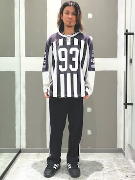 「adidas（アディダス）のSST ホーム / SST Home / アディダスオリジナルス adidas Originals（サンダル、ブラック系）」を使った、HJさん（メンズ・176cm）の秋コーディネート