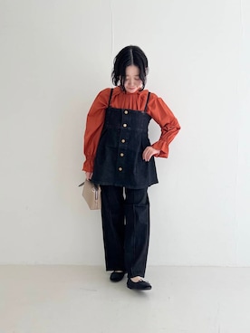 「アイテム（セットアップ、ブラック系）」を使った、hashimoto.さん（レディース・153cm）の秋コーディネート
