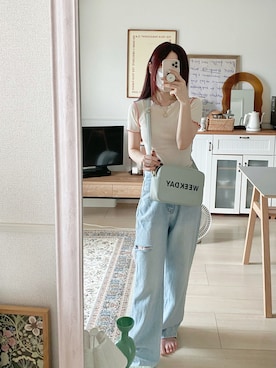 「RUBY AND YOU（ルビーアンドユー）のアイテム（ショルダーバッグ）」を使った、ayachi710さん（レディース・153cm）の夏コーディネート