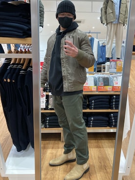 「3色コーデ」｜「アイテム（帽子）」を使った、WATARU.Nさん（メンズ・170cm）の冬コーディネート