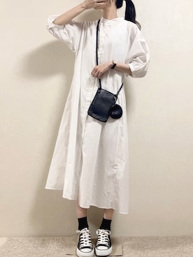 「GUコーデ」｜「アイテム（シャツワンピース）」を使った、あさん（レディース・164cm）の秋コーディネート