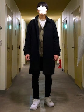 「NANO universe（ナノユニバース）のアイテム（ステンカラーコート）」を使った、KTRさん（メンズ・176cm）の冬コーディネート