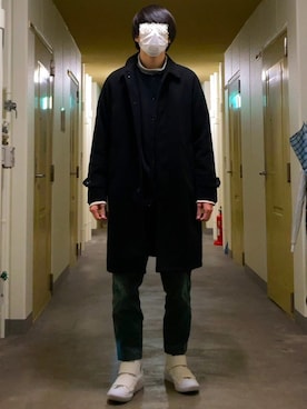 「NANO universe（ナノユニバース）のアイテム（ステンカラーコート）」を使った、KTRさん（メンズ・176cm）の冬コーディネート