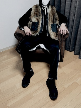 「CHRISTIAN DADA（クリスチャンダダ）のアイテム（チェスターコート）」を使った、D.さん（メンズ・177cm）の冬コーディネート