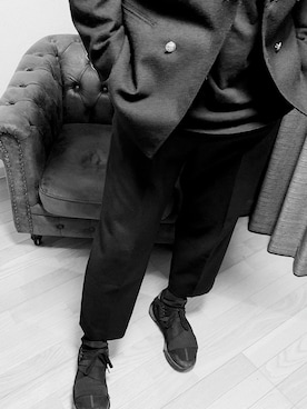 「Yohji Yamamoto（ヨウジヤマモト）のアイテム（Tシャツ/カットソー）」を使った、D.さん（メンズ・177cm）の冬コーディネート