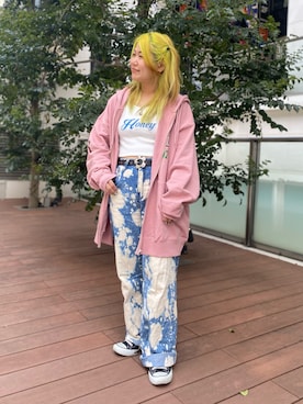 「SPINNS(スピンズ)のアイテム(パーカー)」を使った、ぽむまるさん(レディース・150cm)の春コーディネート