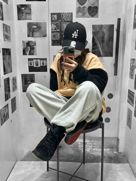 「SPINNS（スピンズ）のアイテム（スウェットパンツ）」を使った、ぽむまるさん（レディース・150cm）の冬コーディネート