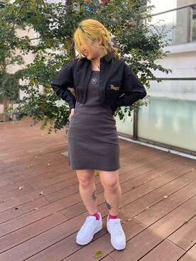 「SPINNS（スピンズ）のアイテム（ワンピース）」を使った、ぽむまるさん（レディース・150cm）の春コーディネート