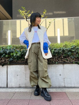 「SPINNS（スピンズ）のアイテム（ベスト）」を使った、ぽむまるさん（レディース・150cm）の秋コーディネート