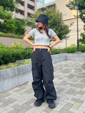 「アイテム（ハット）」を使った、ぽむまるさん（レディース・150cm）の春コーディネート