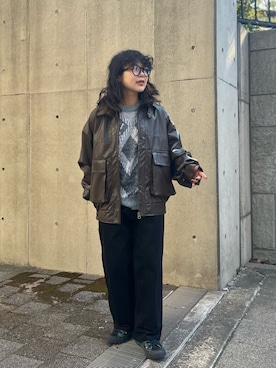 「SPINNS（スピンズ）のアイテム（その他アウター）」を使った、ぽむまるさん（レディース・150cm）の秋コーディネート