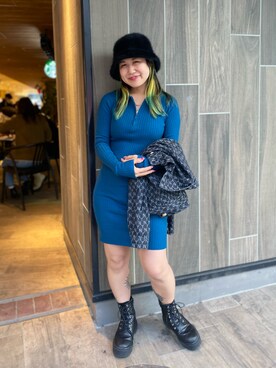 「SPINNS（スピンズ）のアイテム（ワンピース）」を使った、ぽむまるさん（レディース・150cm）の冬コーディネート