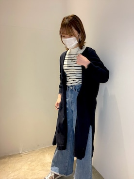 「ワイドパンツ」｜「アイテム（ブルー系）」を使った、ゆかさんさん（レディース・153cm）の冬コーディネート