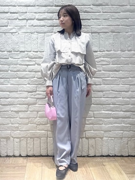 「OPAQUE.CLIP（オペークドットクリップ）の【2WAY】ボールチェーンミニショルダー（ショルダーバッグ、ピンク系）」を使った、 wakanaさん（レディース・158cm）の春コーディネート