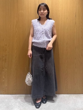 「アイテム（ベスト、パープル系）」を使った、 wakanaさん（レディース・158cm）の夏コーディネート